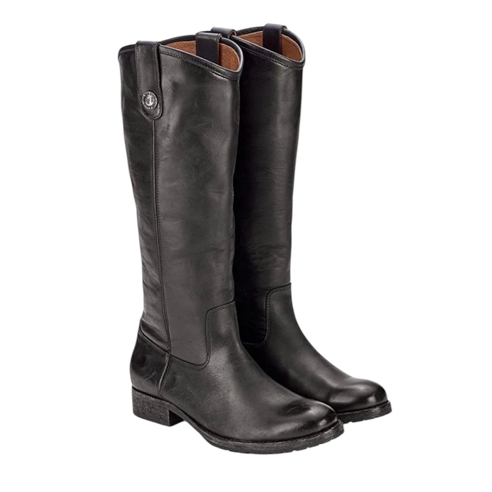 Frye Melissa Button Boot Women’s Black Leather Riding Boots - 7.5 B